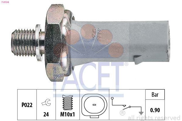 FACET 7.0134: Alyvos slėgio jungiklis Made in Italy - OE Equivalent