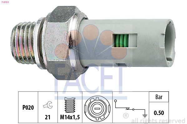 FACET 7.0151: Olejový tlakový spínač Made in Italy - OE Equivalent