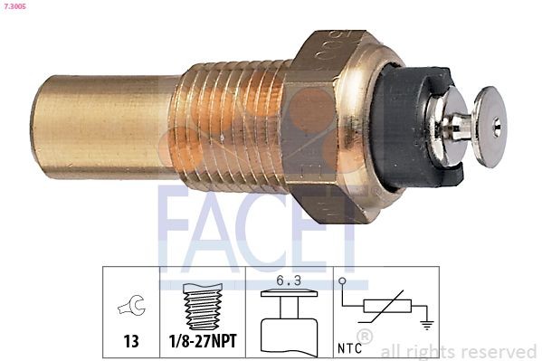 FACET 7.3005: Senzor, temperatura lichid de racire 1/8-27NPT, Made in Italy - OE Equivalent