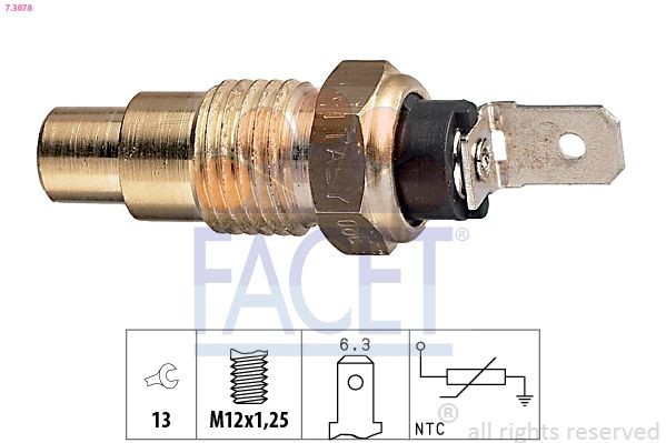 FACET 7.3078: Andur, Jahutusvedeliku temp. M12x1,25, Made in Italy - OE Equivalent
