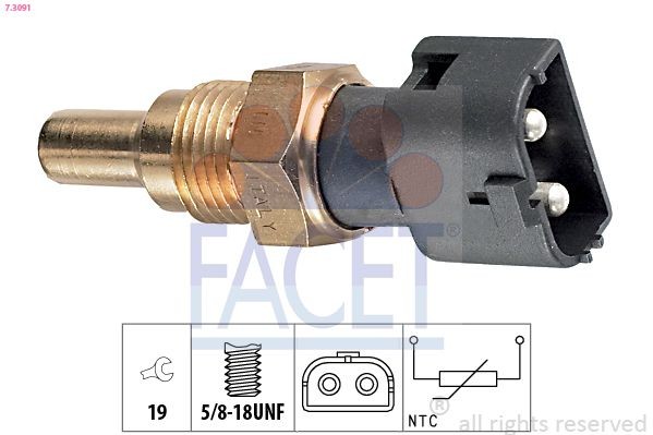 FACET 7.3091: Andur, Jahutusvedeliku temp. Made in Italy - OE Equivalent