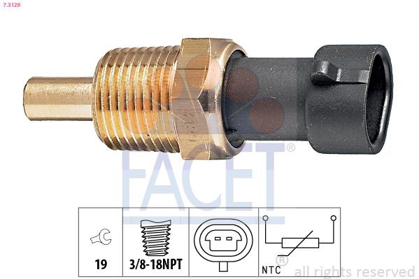 FACET 7.3129: Snímač teploty oleja Made in Italy - OE Equivalent