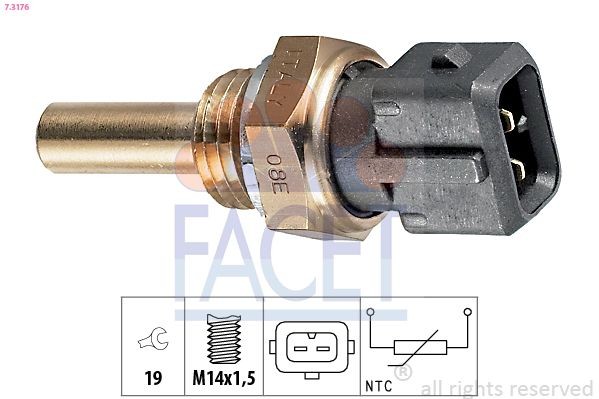 FACET 7.3136: Senzor, temperatura lichid de racire 1/8-27NPT, Made in Italy - OE Equivalent