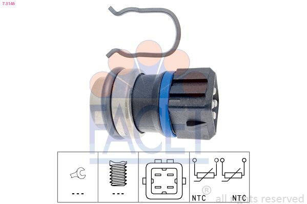 FACET 7.3146: Andur, Jahutusvedeliku temp. Made in Italy - OE Equivalent