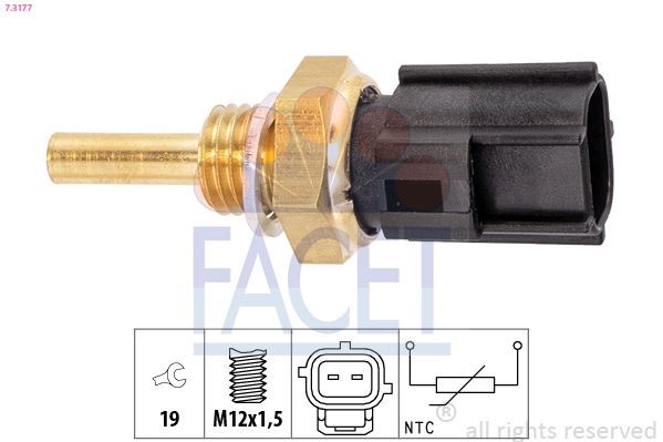FACET 7.3177: Andur, Jahutusvedeliku temp. M12x1,5, Made in Italy - OE Equivalent