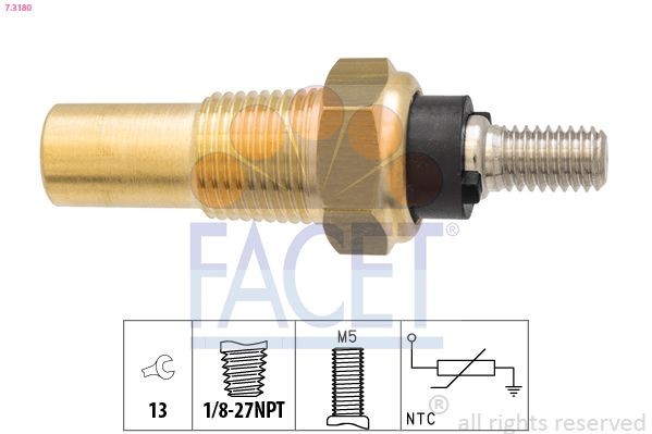 FACET 7.3180: Andur, Jahutusvedeliku temp. 1/8-27NPT, Made in Italy - OE Equivalent