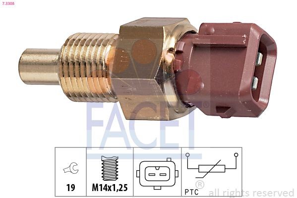 FACET 7.3308: Snímač, teplota chladiva Made in Italy - OE Equivalent