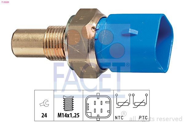 FACET 7.3320: Snímač teploty chladiacej kvapaliny Made in Italy - OE Equivalent