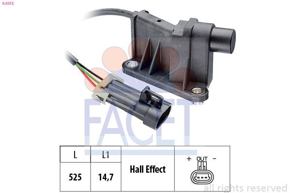 FACET 9.0315: Capteur, position d'arbre à cames Made in Italy - OE Equivalent