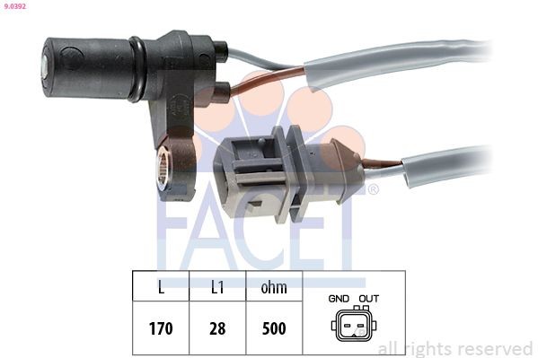FACET 9.0392: Rotācijas frekvences devējs, Automātiskā pārnesumkārba Made in Italy - OE Equivalent