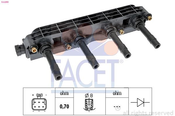 FACET 9.6299: Bobina de encendido OE Equivalent