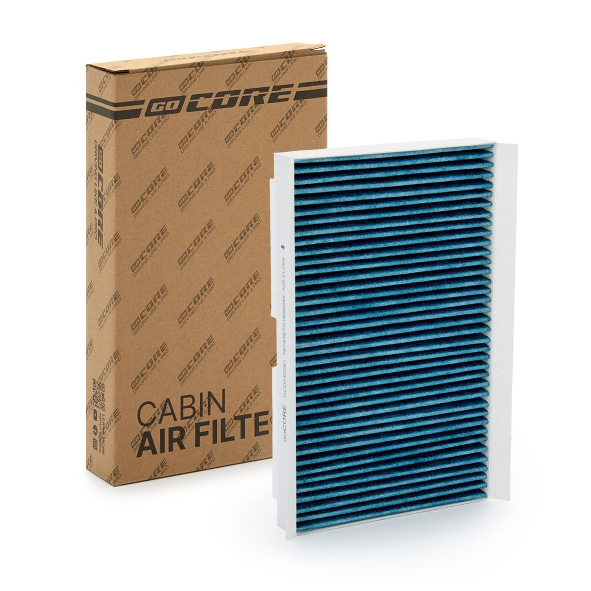 goCORE GCD240261 Innenraumfilter mit antiallergischer Wirkung, mit antibakterieller Wirkung, Feinstaubfilter (PM 2.5), Schwebstofffilter (HEPA), Aktivkohlefilter