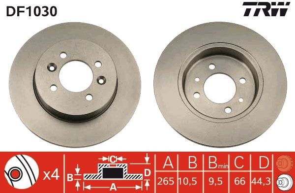 TRW DF1030: Piduriketas Ø: 265mm, täis, Ø: 265mm, värvitud