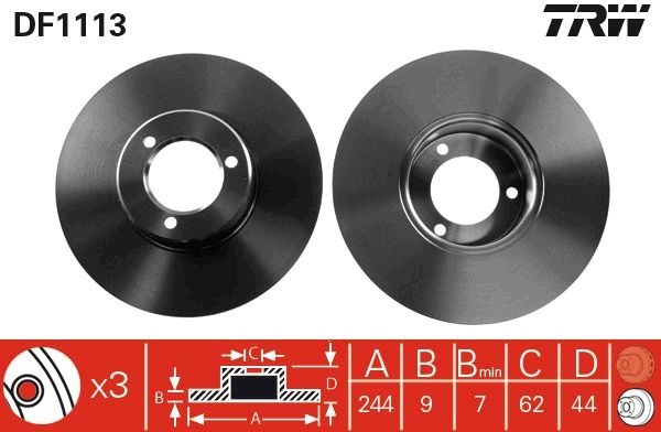 TRW DF1113: Piduriketas Ø: 244mm, täis, Ø: 244mm