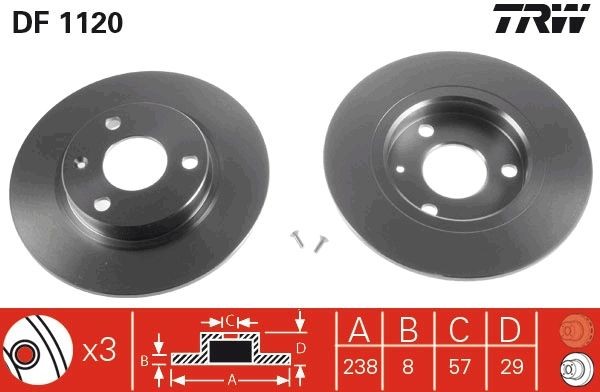TRW DF1120: Bremseskive Ø: 237mm, fuldstændigt, Ø: 237mm, lakeret, med skruer