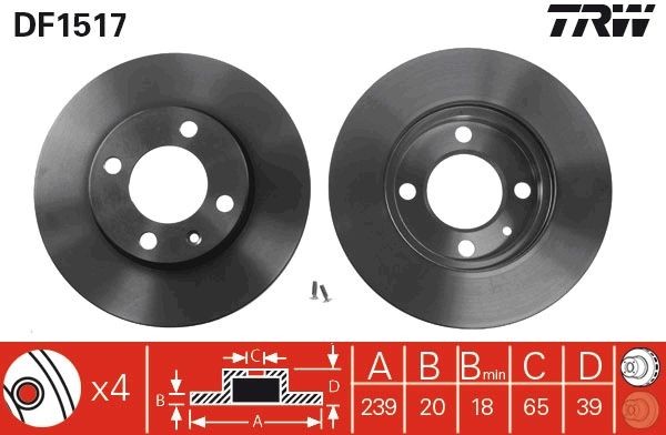 TRW DF1517: Disco de freno Ø: 239mm, ventilado, Ø: 239mm, barnizado