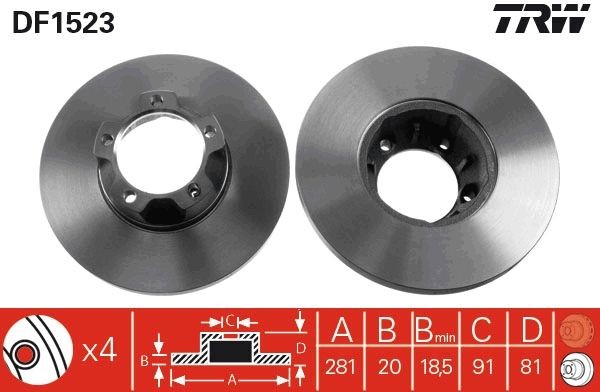 TRW DF1523: Piduriketas Ø: 281mm, täis, Ø: 281mm