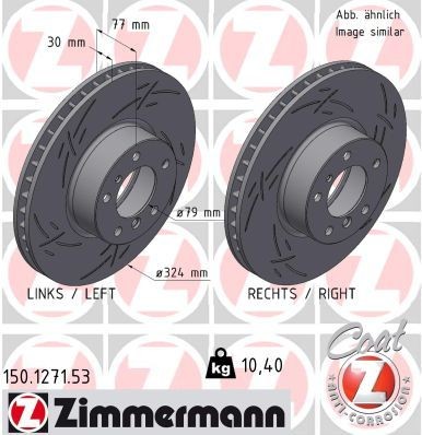 ZIMMERMANN 150.1271.53: Piduriketas BLACK Z Ø: 324mm, sisemine õhutus, piludega, Ø: 324mm, kaetud