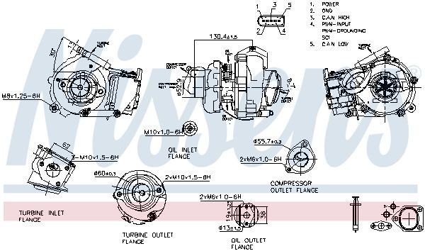 NISSENS 93502: Turboaggregat ** FACTORY NEW ** med packningar, utan avgasgrenrör