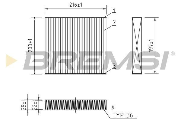 BREMSI FC2572: Filtru, aer habitaclu Filtru de particule