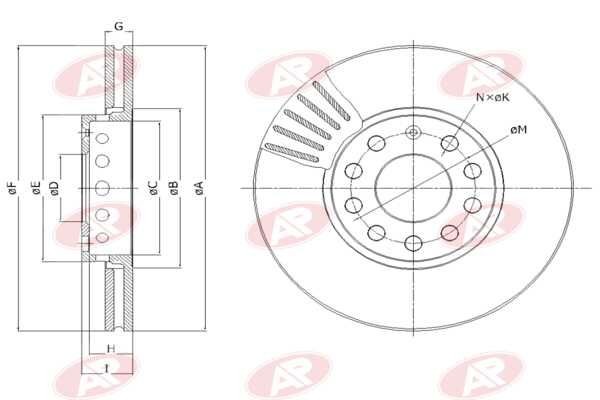 AP-SA A1052V: Brzdový kotouč přední osa, R: 288mm, větráno, R: 288mm