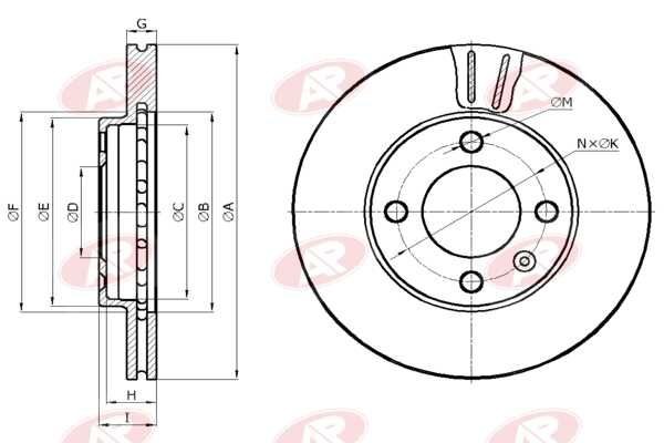 AP-SA A1071V: Brzdový kotouč přední osa, R: 239mm, větráno, R: 239mm