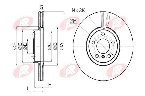 AP-SA B2040V: Piduriketas Esisild, Ø: 348mm, õhutusega, Ø: 348mm