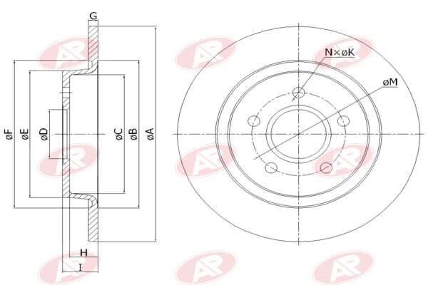 AP-SA F1010P: Δισκόπλακα Πίσω άξονας, Ø: 280mm, πλήρες, Ø: 280mm