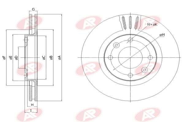 AP-SA P1002V: Brzdový kotouč přední osa, R: 266mm, větráno, R: 266mm
