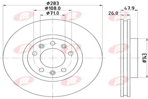 AP-SA P1012V: Bremseskive foraksel, Ø: 283mm, ventileret, Ø: 283mm