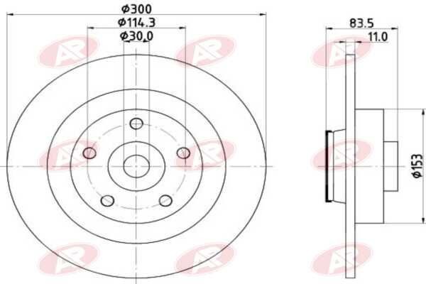 AP-SA R1032PCA: Δισκόπλακα Πίσω άξονας, Ø: 300mm, πλήρες, Ø: 300mm, με μπουλόνια, με φισούνα