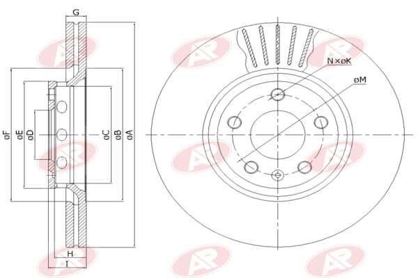 AP-SA V2003V: Piduriketas Esisild, Ø: 312mm, õhutusega, Ø: 312mm
