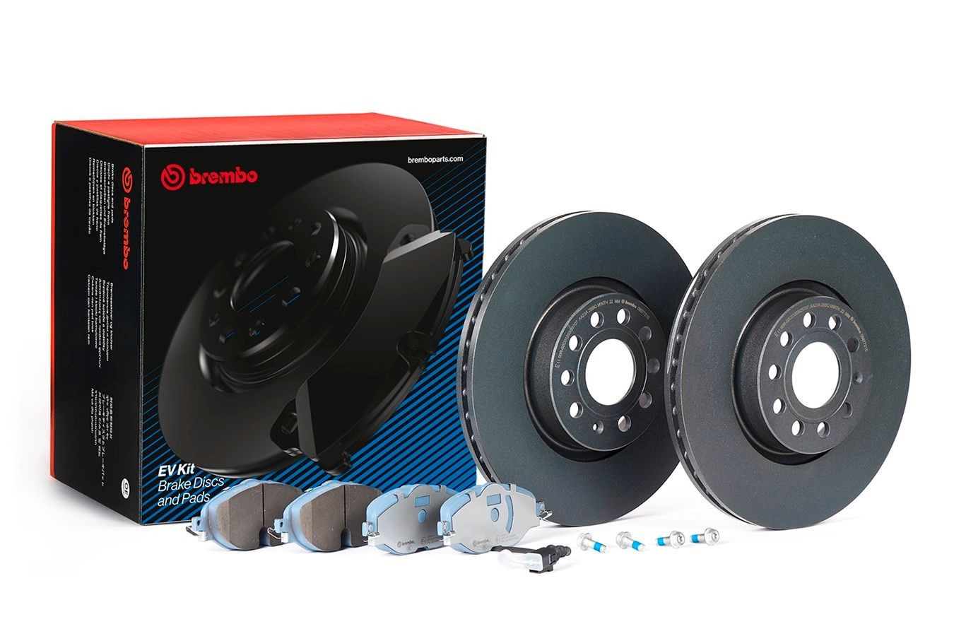 BREMBO KT 08 054: Bremseskiver og klodser BEYOND LINE - EV Ø: 312mm, indvendigt ventileret, med anti-knirke-plade, med skruer