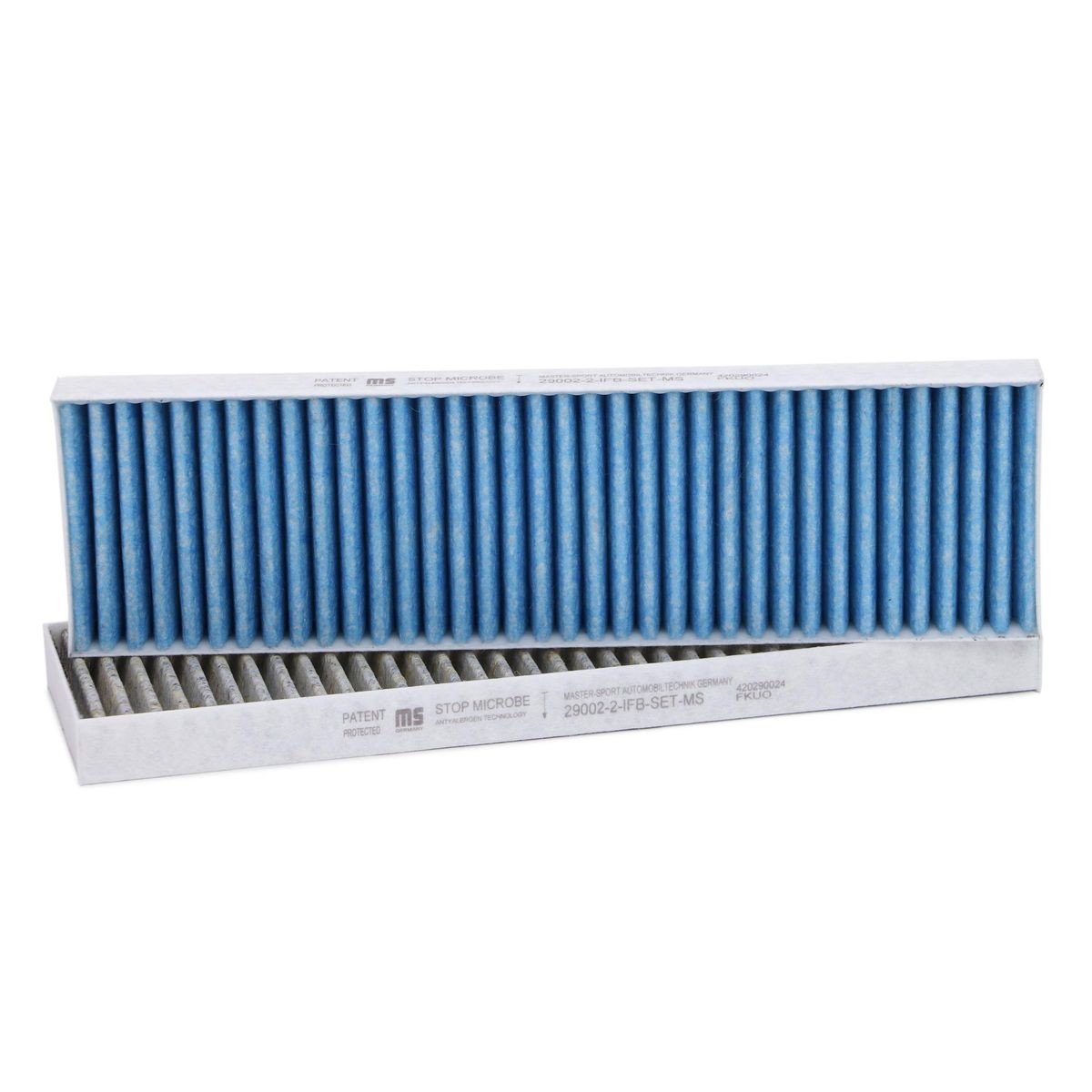 MASTER-SPORT 29002-2-IFB-SET-MS: Filtrs, Salona telpas gaiss STOP MICROBE Antiallergen Technology Aktivētās ogles filtrs, ar antibakteriālu efektu, Smalkās attīrīšanas salona filtrs, ar fungicīdo efektu