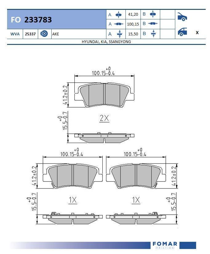 FOMAR Friction FO 233783: Piduriklotsid