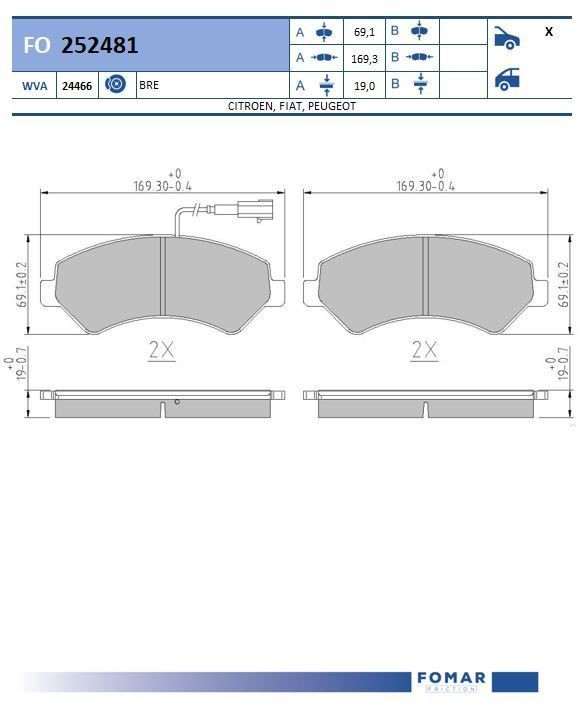 FOMAR Friction FO 252481: Piduriklotsid koos lisadega