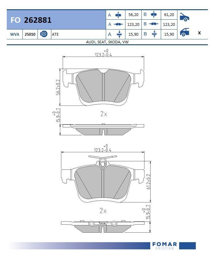 FOMAR Friction FO 262881: Piduriklotsid
