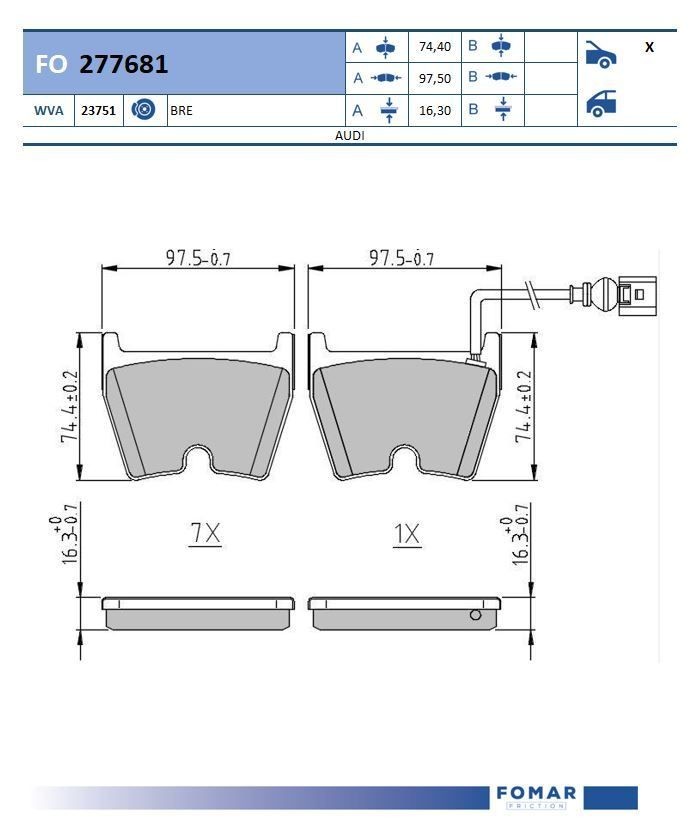 FOMAR Friction FO 277681: Piduriklotsid