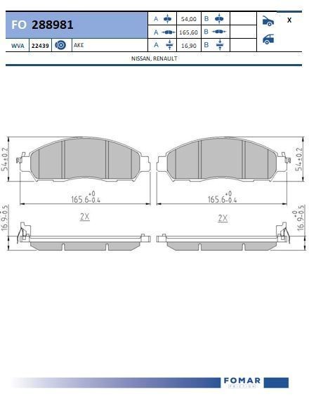 FOMAR Friction FO 288981: Jarrupalat, levyjarru