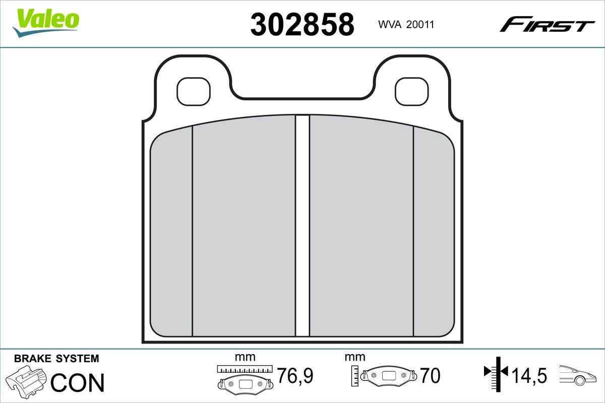 VALEO 302858 Bremsbeläge FIRST Vorderachse, ohne Schrauben, ohne Anti-Quietsch-Blech