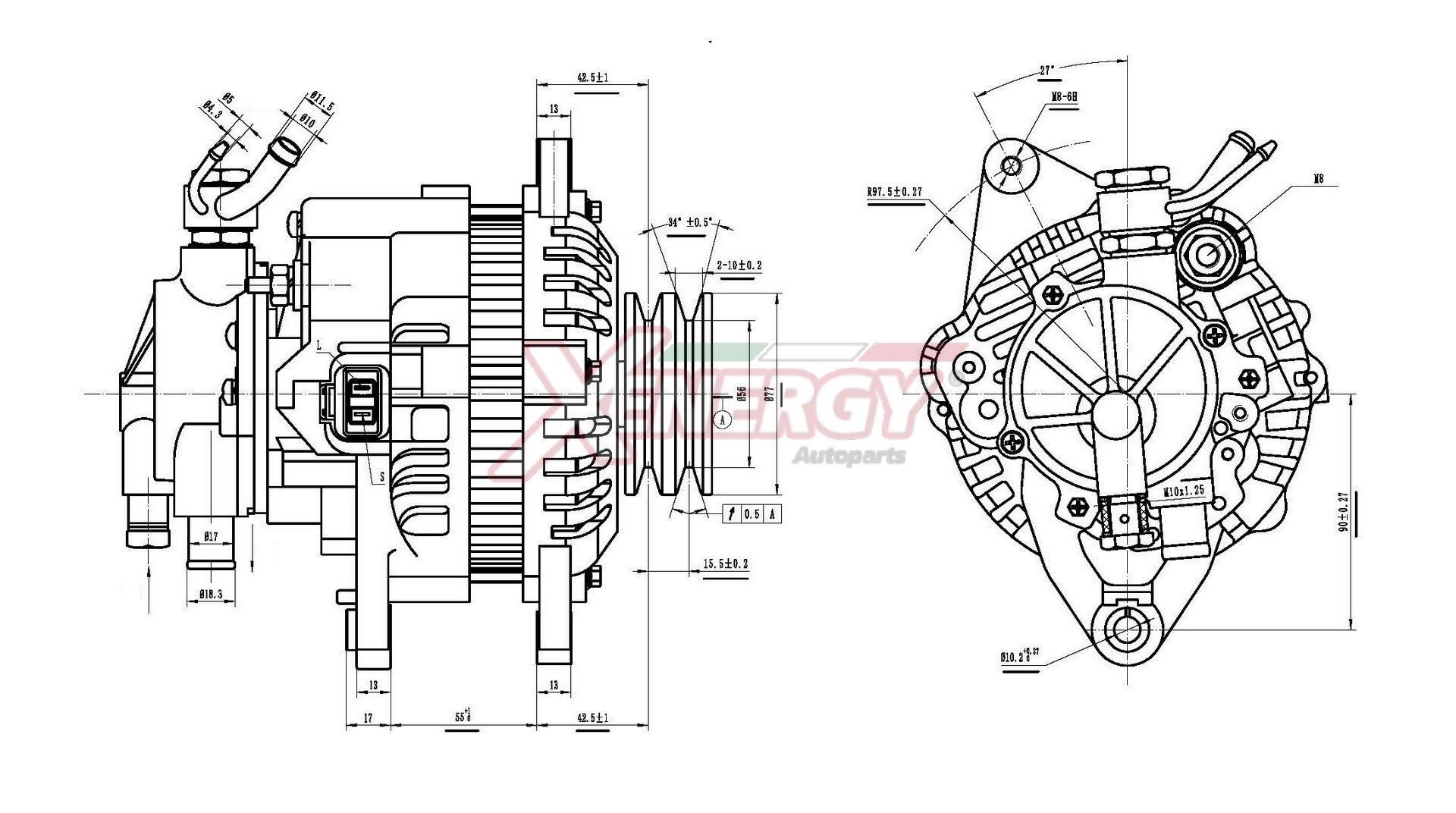 AP XENERGY XAL10135AD: Alternatore 75A, con regolatore integrato