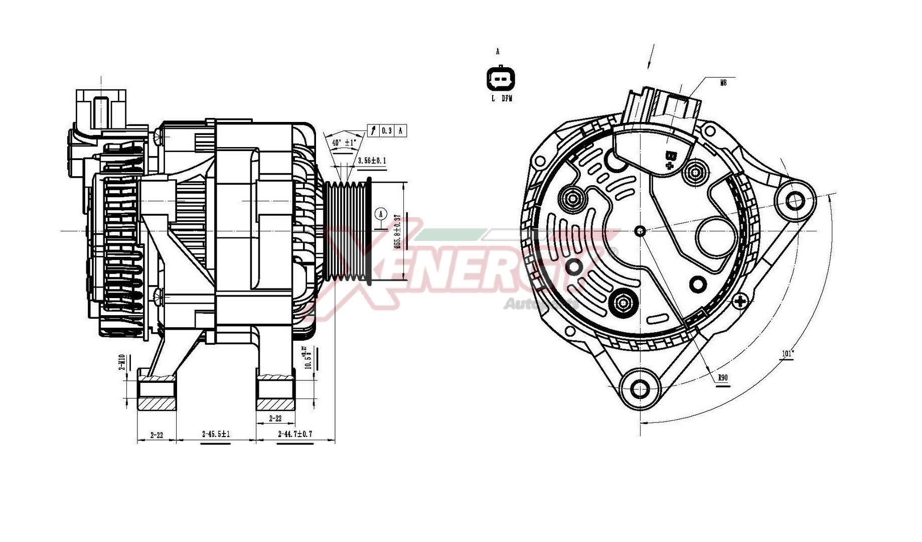 AP XENERGY XAL11015AD: Kintamosios srovės generatorius 80A, su integruotu reguliatoriumi