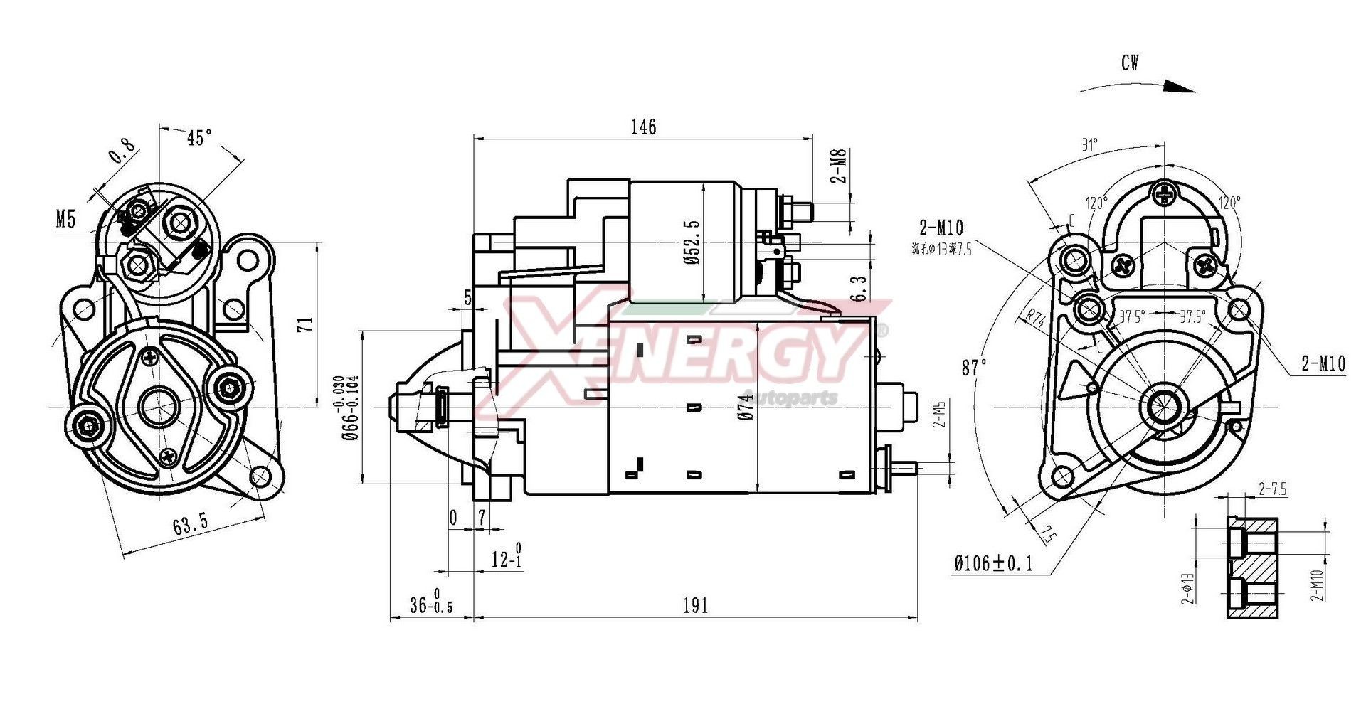 AP XENERGY XST11215AD: Starteris 0,70kW