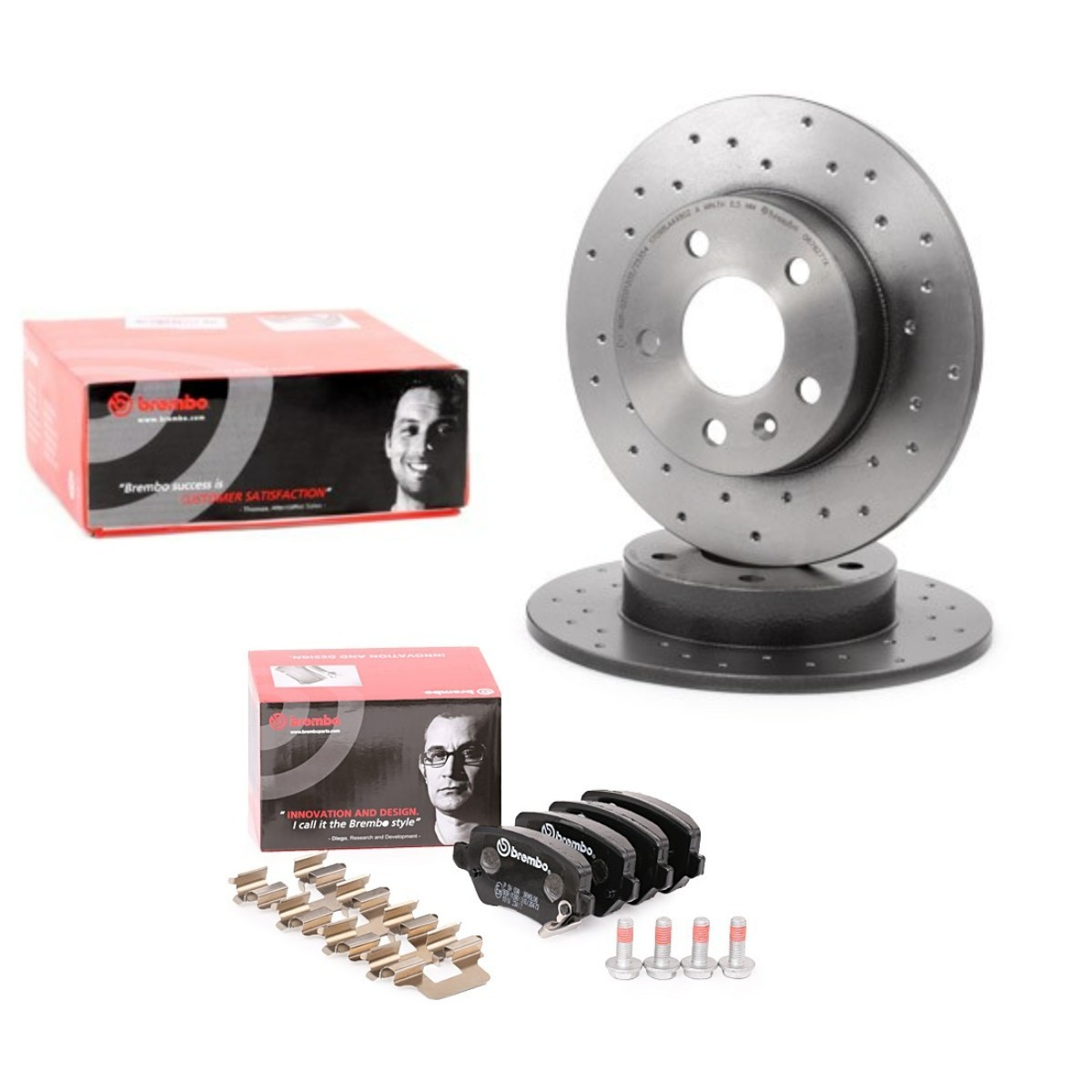 BREMBO BRB3405N0041: Fék készlet, tárcsafék Ø: 264mm, tele, Lyuggatott XTRA LINE