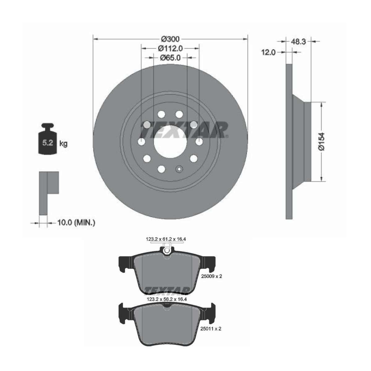 TEXTAR TXR3405N0050: Pidurikomplekt, ketaspidur Ø: 300mm, täis PRO