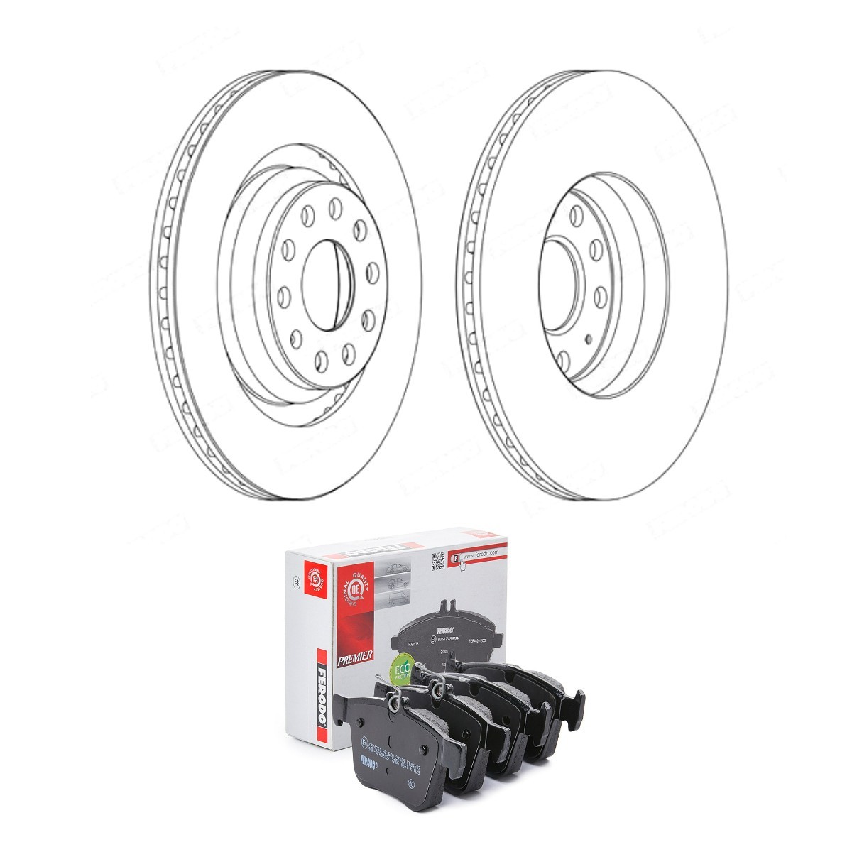 FERODO FRD3405N0053: Pidurikomplekt, ketaspidur Ø: 310mm, õhutusega PREMIER Coat+ disc