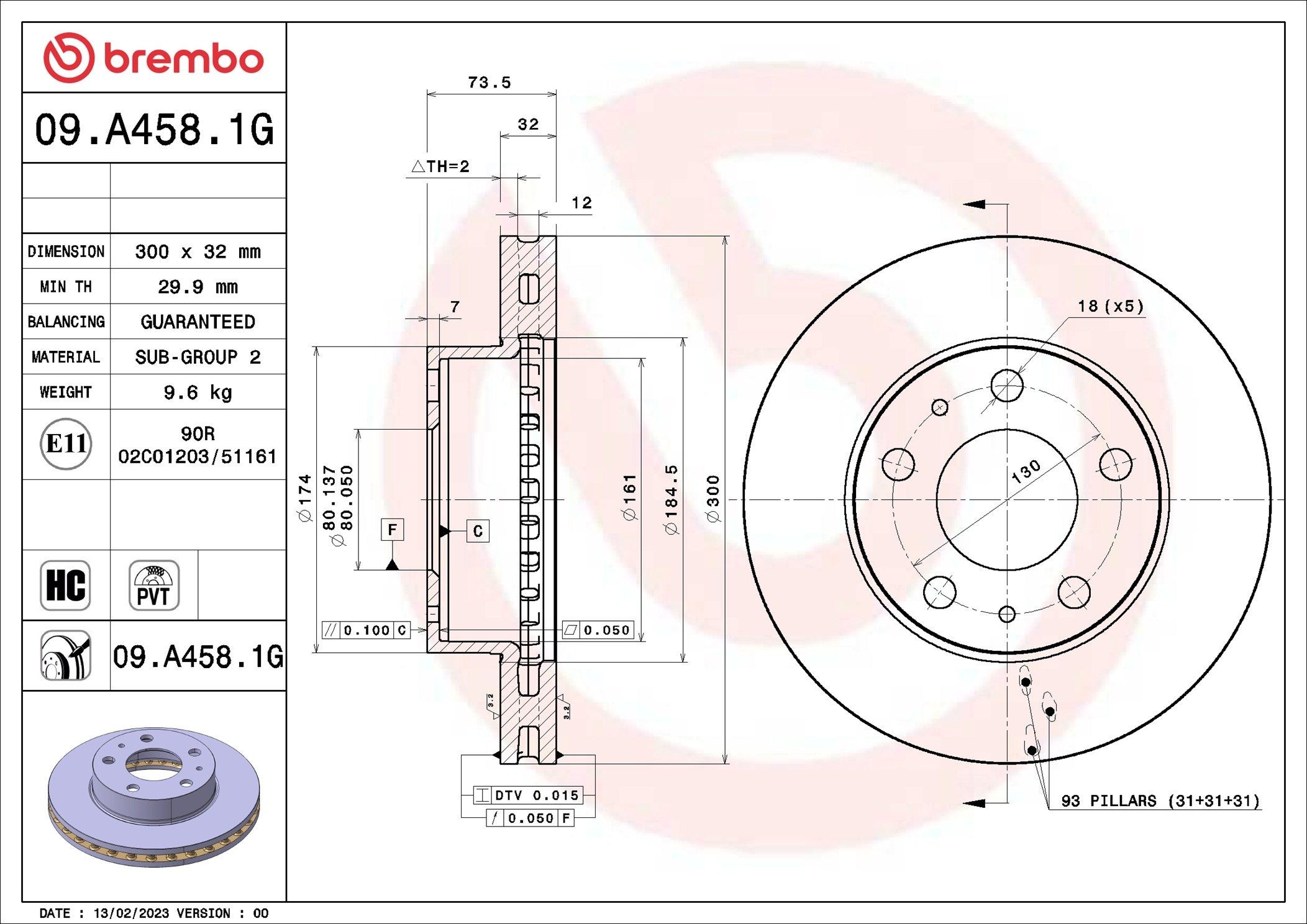 BREMBO KT 10 047: Pidurikomplekt, ketaspidur BEYOND LINE - Greenance Ø: 300mm, sisemine õhutus, koos kokkusurumisvastase plekiga, koos pidurisadula kruvidega