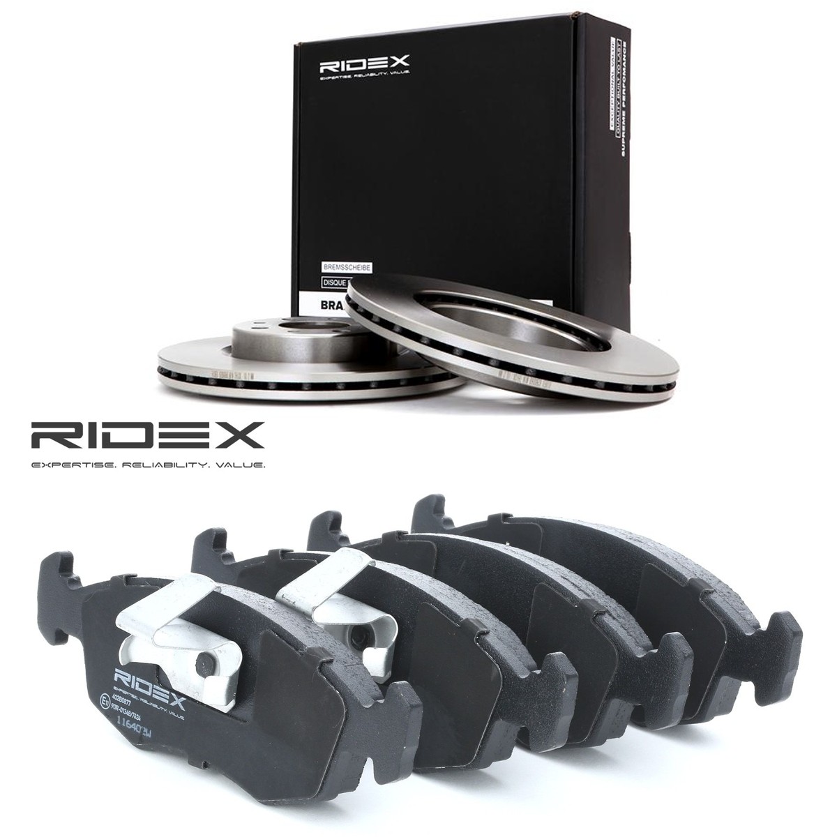 RIDEX 3405B3403: Pidurikomplekt, ketaspidur Esisild, Ø: 257mm, õhutusega
