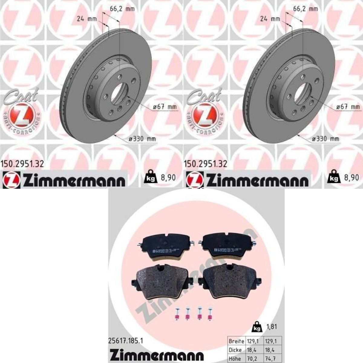 ZIMMERMANN ZMN3405N0036: Pidurikomplekt, ketaspidur Ø: 330mm, sisemine õhutus, kaheosaline piduriketas, Alumiiniumist pidurikettakamber