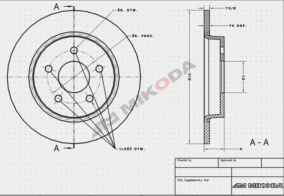 MIKODA 0261: Brzdový kotouč R: 232mm, plný, R: 232mm